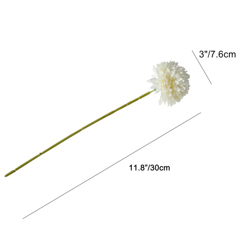 Mandy's White Artificial Ball Chrysanthemum 12 Stems Faux Flowers with Bendable Stems for Valentine's Day and New Year Decorations DIY Wedding Centerpiece Fall Decor Home Arrangements - Image 2